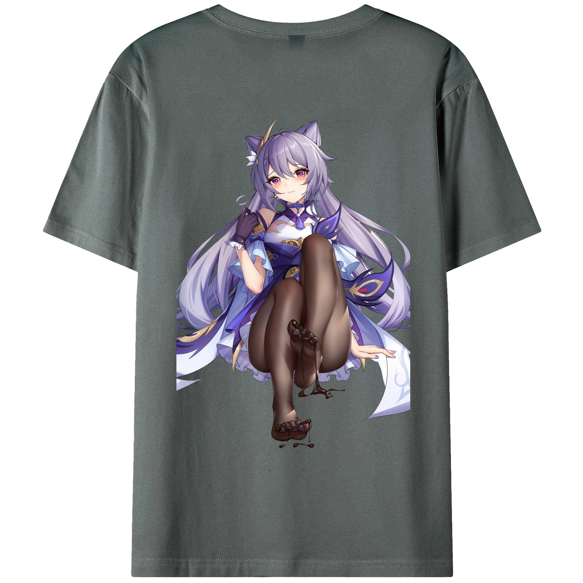 げんし神 刻晴 こくせい genshin Kokusei 綿100％ メンズ半袖Tシャツ（バックプリント） 通気性